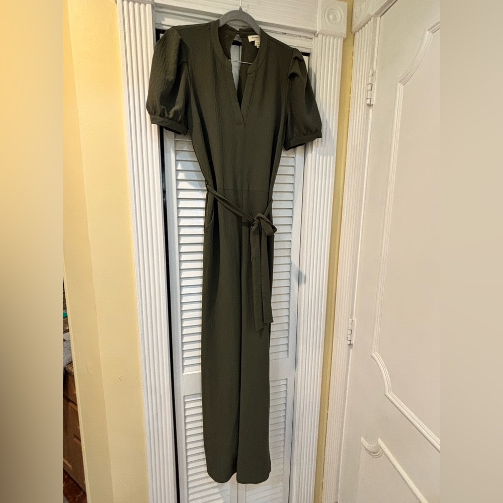 Monteau Dark Green Jumpsuit with Tie Belt